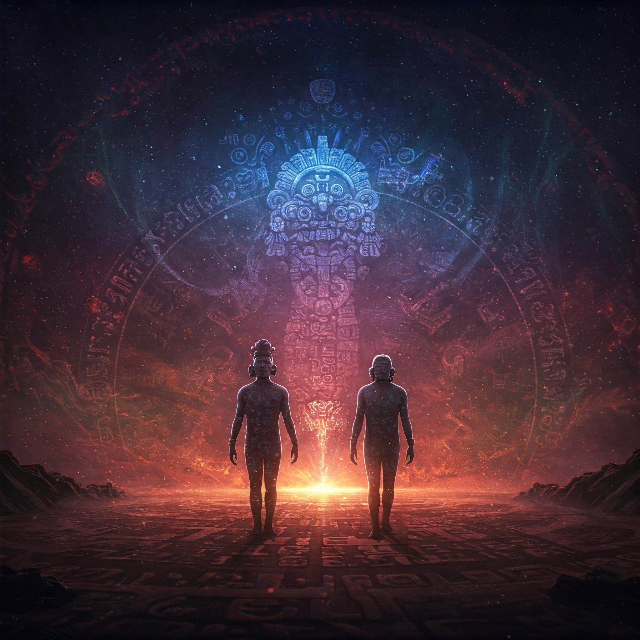 Ilustración de La Creación Maya - parte 1